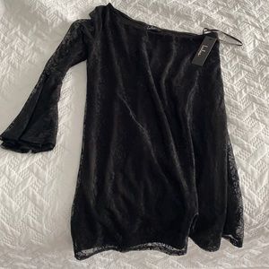 Lulus Black One shoulder Dress Small laced